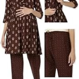 HARIVANSH Productions Maternity Sleepwear Set, Floral Print Top with Polka Dot Pants, Cotton Night Suit-image-31