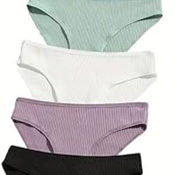 Women's Cotton Hipster Underwear Cotton Underwear for Women Low Rise Ribbed Hipster Breathable Soft Womens Bikini Panties Underwear (Pack of 5) (Multi Colored)-image-45