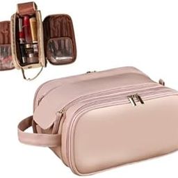 Three-Layer Double Zipper U-Shaped DesignMakeup Pouch, Makeup Travel Organizer Bag for Women for Storage of Toiletries, Cosmetics, Brushes(Pink)-image-30