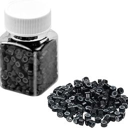 D-DIVINE Black Micro Rings for Hair Extension, Aluminum With Silicone Micro Rings Beads Loop For Human Feather Hair Extension Tip 5.0 * 3.0 * 3.0 MM (500 PC)-image-92