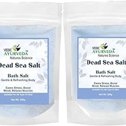 VEDICAYURVEDA Dead Sea Bath Salt, 200g Pack of 2, Natural Aromatherapy Body Soak for Relaxation and Muscle Relief, White-image-63