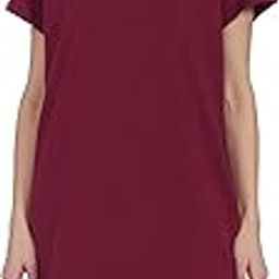E801 Quick Dry 4 Way Stretch Antimicrobial Relaxed Fit Long Length Short Sleeve Crew Neck Cotton Lounge Dress With Onseam Pockets Night Dress for Women-image-21