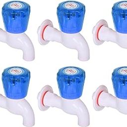 Nilsons 6PCS Plastic Bib Cock Water Tap Set | Crystal Blue Handle | Unbreakable 15mm Wall Mounted PVC Water Taps for Bathroom, Garden, RO, Utility | Leakproof Household Faucet Combo-image-23