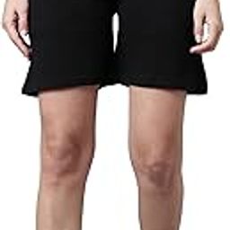 Womens 100% Cotton Solid Black Lounge Shorts-image-66