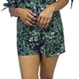 CLOV Women's Stylish Print Shirt & Shorts Co-Ord Set – Trendy Casual Outfit (Olive Green)-image-64