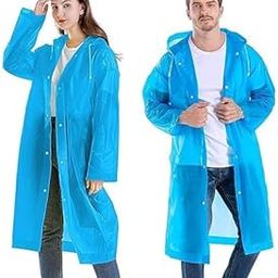 Waterproof Rain Coat with Hood, Long Length, Snap Fasteners, Drawstring Hood, Multicolores-14