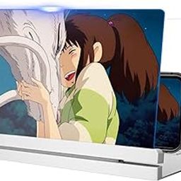 Screen Magnifier For Cell Phone, 3D HD Mobile Phone Screen Amplifier With Folding Stand Holder, Magnifying Projector Screen Enlarger For Movies, Videos, Gaming (White+speaker Medium screen)-17