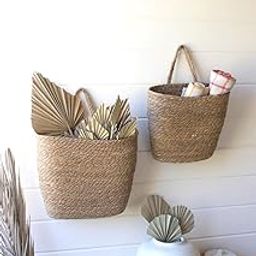KALALOU CCHA1084 Set of Two Tall Oval Woven Seagrass Baskets-picture-11