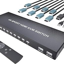 KVM Switch HDMI 8 Port with Remote, USB Switch Selector for 8 Computers Share Keyboard Mouse Printer,HD Monitor, Support 4K@30Hz, 8 HDMI KVM Cables 1 Remote Included-image-65