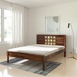 Amazon Brand - Solimo Shae Queen Size Solid Sheesham Wood Bed Without Storage (Natural Finish)-30
