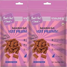 BARK OUT LOUD Cat Pillows for Sensitive Gut by Vivaldis, Fresh Chicken Cat Treats with Dried Krill, Prebiotics, Taurine, Vitamin E, Rich in DHA, Omega 3 & 6 Treat for Cats for All Life Stages - 200 gm-image-98