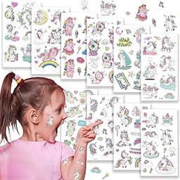 TREXEE (10 Sheets) Unicorn Tattoos Sticker for Kids Girls 50+styles Waterproof Sweet Tattoo Stickers for Party Favors Supplies and Children Accessories Gift White-image-44
