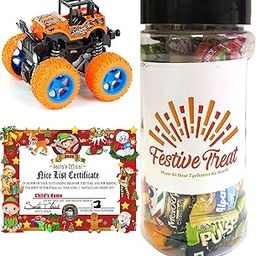 Christmas Gift Combo with Candy Jar, Monster Car & Santa's Nice Child Certificate for Kids-image-63