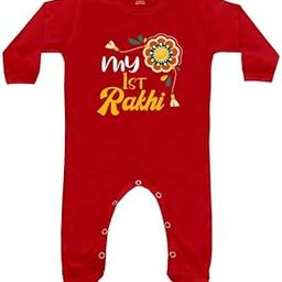 Rakhi Romper | Baby Wear Cotton Rompers with Booties | Full Sleeves Jumpsuit Kids dress | Regular Fit Unisex Sleepsuit | Rakshabandhan Bodysuit for Baby Boys and Girls 0-18 Months-image-69