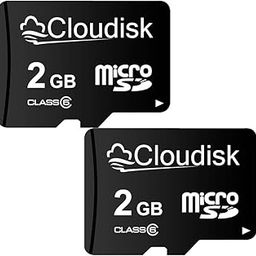 Cloudisk 2Pack Micro SD Card 2GB Flash Memory Card C6 with SD Adapter, TF-Black-2-27