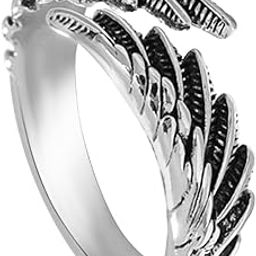 Rings For Men and Boys | Fashion Stainless Steel Band Ring | Men's Silver Ring Vintage Punk Feather Band Style Finger Ring for Boys | Urban Charm | Ideal Gift For Men and Boys-image-90
