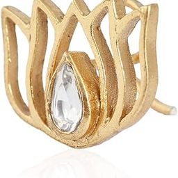 Sterling Silver Gold Plated Lotus Motif Nose Pin for Women & Girls | 92.5 Hallmark Classic Nosepin With Certificate of Authenticity and 925 Stamp-picture-38