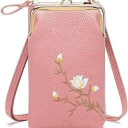 Women's Small Cross-Body Phone Bag Stylish PU Leather Mobile Cell Phone Holder Pocket Purse Wallet Sling Bag Pink Mini Shoulder Bags For Girls, Wife, Mother Ladies Purse Wallet Leather Wallet-28