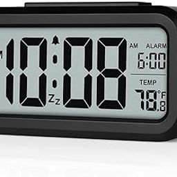 SELMEZ Digital Alarm Clock with Large LED Display | Smart Night Light | Temperature Display | Snooze | Battery Operated Portable Clock for Bedroom, Desk, Travel-image-85