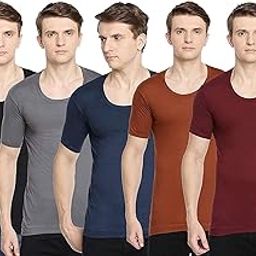 Men's Multicoloured Half Sleeve Vest Combo Pack of 5-image-1