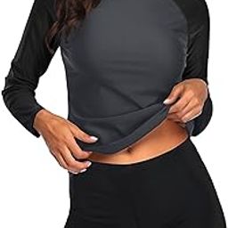 Women Grey Black Rash Guard Long Sleeve Swimsuits UV UPF 50+ Swim Shirt Bathing Suit with Built in Bra M-image-89