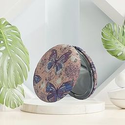 Portable Compact Metal and Glass Mirror with Stones, 2x1 Magnification, for Makeup and Bags for Women-picture-47