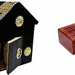 Wooden Piggy Bank with Box,Money Bank,Gullak for Kids,Birthday Gift for Kids and Adults,Handmade Wooden Coin Box,Holder,Money Box Coin Bank with Lock Black Hut (with Small Jewellery Box)-image-37