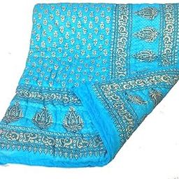 SVT Traditional Famous Jaipuri Beautiful Floral Print in Multi firoji Jaipuri Rajai/Razai/Quilt King Size/King Size Bed Quilt/Comforter/AC Quilt/AC Comforter-image-79