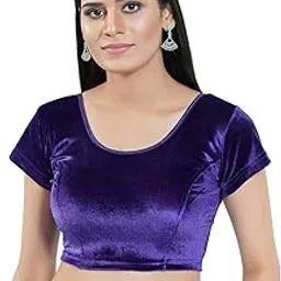 vamas Women's Velvet Non-Padded Stretchable Short Sleeve Saree Blouse (A-9.N)-picture-29