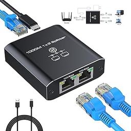RuhZa Ethernet Splitter 1 to 2 1000Mbps High Speed Either Network Splitter Internet Cable Splitter 1 in 2 Out Gigabit Dual LAN RJ45 Port Router Switch Work for Cat 5/5e/6/7/8 Cable (RT-1000-Mbps-SM)-image-88