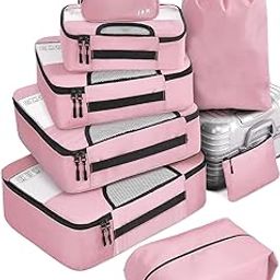 8 Set Packing Cubes for Travel, Travel Essentials, Toiletry Bag, Packing Bags for Clothes, Travel Organizer for Women, Travel Pouch, (Pink)-image-10