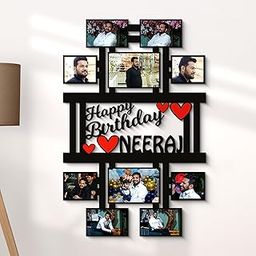 Unique Personalized Wooden Rectangular Photo Frame Gift - Customizable Photos For Birthday | Gifts For Men, Women, Husband, Wife, Girlfriend & Friends | Wall Decor(12X18 In), 12x8 inch-7