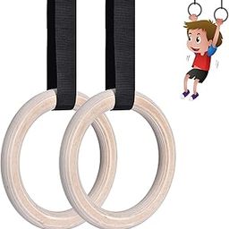 VIXERA Kids Gymnastic Rings Pull up Rings for Chlidren Exercise,Indoor Gym Ring,Kids Gymnastics Rings with Adjustable Straps,Load Bearing 220lb,Blue Hands Tape-22