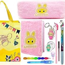SHUDAUSHI Monster Doll Stationery Combo Gift Set for Kids 14-Pcs with Pouch/Diary/Pen/Ruler Set & More Stationery for Girls Party Favors,Birthday Gift for Kids Pencil Pouch with Rakhi Gift (Style 3)-image-85