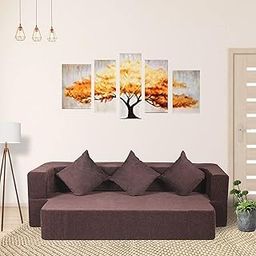 Seventh Heaven 3 Seater 72x44x10 Low Floor, Chenille Molfino Fabric 3 Cushions 3 Seater Double Foam Fold Out Sofa Cum Bed (Finish Color - Brown Delivery Condition - Pre-Assembled)-picture-16