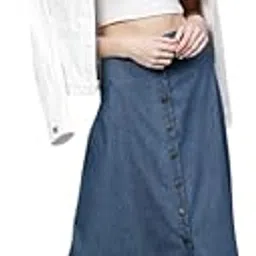 tripursundari fashion A-Line Maxi Denim Skirt for Women, Blue, Thin Fit-picture-41