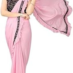 NILKANTHVARNI CREATION Kids Girls Lycra Blend Ready To Wear Saree With Sequence Blouse Piece (3-4 yrs to 12-13 yrs) (Dark Pink, 10-11 Years - XL)-image-61