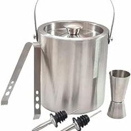 Proniks Stainless Steel Insulated Ice Bucket with Opener and Ice Tong and peg Measure [1.5Liter] | Keeps Ice Cold for 6 h | Great bar Tools for Home bar Accessories, Mini bar, Wine Large (Large)-image-30