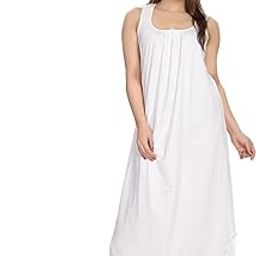 Full Length Women's Hosiery Cotton Fabric Long Nighty Slip/Camisole Slip/Night Wear Maxi for Women (Free Size, White)-image-85