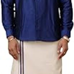 Men Full Sleeves Shirt With Matching Border Tissue Dhoti Set-image-16