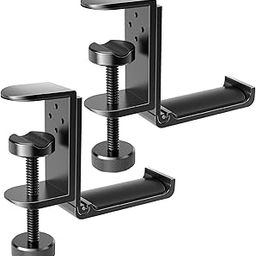 2 Pack Foldable Headphone Stand, Under Desk Headset Hanger Hook Holder, Aluminum PC Gaming Headset Holder for Desk, Non-Slip Desk Hook Space Save Universal Headphone Mount Clamp (Black)-image-40