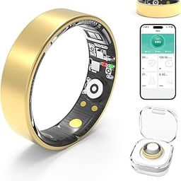 Smart Rings for Women Men,Fitness Tracker Ring,Heart Rate,Blood Oxygen,Blood Pressure,Step Tracker,Sleep Monitoring,No Subscription Fee,IP68 Waterproof Smart Ring for iphone&Android(Gold 13)-picture-19