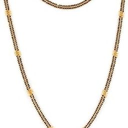 Traditional Temple Forming 1 One Gram Gold Stylish Meenakari Maharashtrian Stylish Long Wati Mangal sutra Pendant Tanmaniya Black Mangalsutra For Women chains golden - MS-ME912-image-64