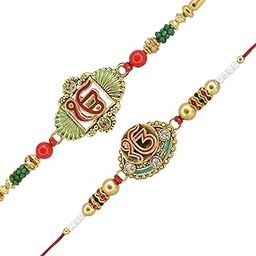 Combo Pack of 2 Rakhis AD Studded Ik Onkar Spritiul,Bhaiya, Bracelet,Designer Set With Pack of Roli-chawal n Rakshabandhan Greetings Card, Kids Rakhi-25056-image-58