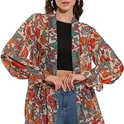 fashfun clothing Fashfun Women's Floral Printed Shrug with Waist Frill Detail-picture-11