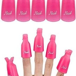 Ghelonadi Plastic Nail Art Soak off Cap Clip UV Gel Polish Degreaser Removal Finger Wraps Plastic Cleaner Manicure Remover Tool -5 pc, Multi Color.-image-119
