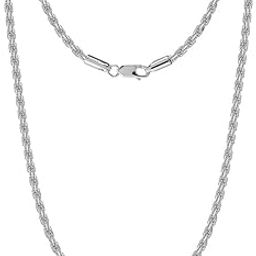 Amazon Brand - Nora Nico 925 Sterling Silver BIS Hallmarked Italian 2MM, 3MM Diamond-Cut Twisted Rope Chain Necklace for Women Girls and Men with Lobster Claw Clasp (18, 20, 22, 24,26 Inches)-image-44