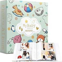 HASTHIP® Pregnancy Journal Baby Record Book, Pregnancy Books Photo Album for 6'' Photoes, 200-Capacity Cartoon Hardcover Baby Growth Journal Photo & Handwritten Album Baby Shower Gifts for Mom to be-image-25