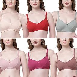 Women's Cotton Full Coverage Non Padded Everyday Bra (Pack of 6)-image-48