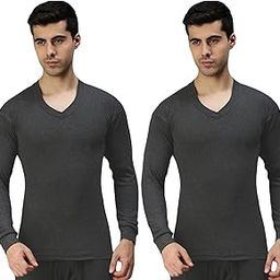 Men's V Neck Full Sleeves Charcoal Top/Upper/Vest Thermal - Pack of 2 (#ABW-Parka-Men-VNFS-Charcoal-75cm)-image-12